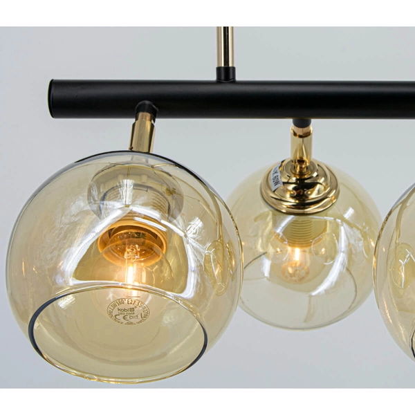 Loftowa lampa wisząca Piran 2208/4 BL TR nad stół kule szklane czarny złoty