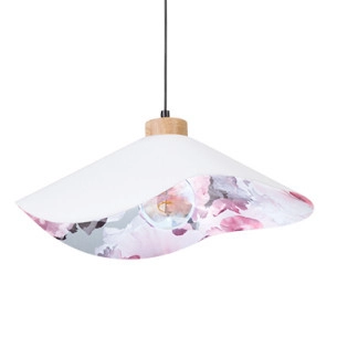 Wisząca lampa materiałowa HATTU FLORAL 1614719174 kopułowa kwiaty szary