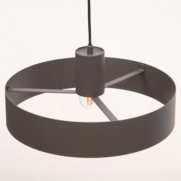 Okrągła wisząca lampa Rif L 41437 do salonu tuba ciemnoszara