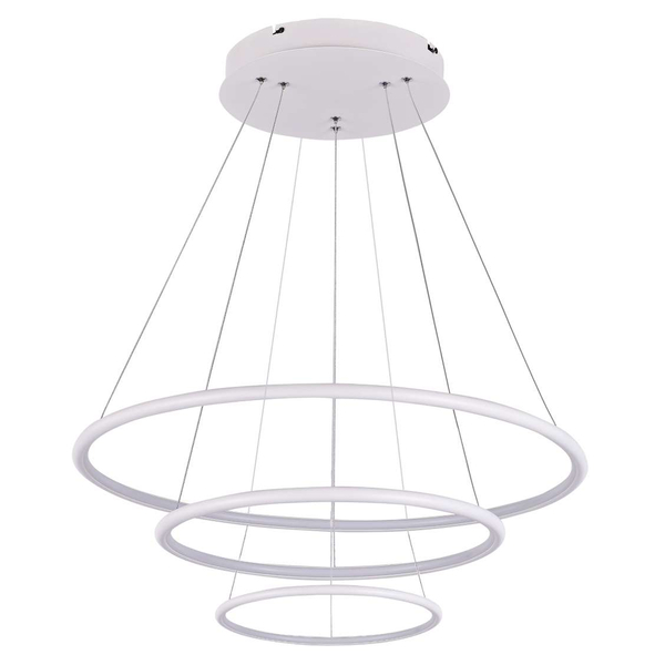 Biurowa LAMPA wisząca SLIM/000011/4000/W MDECO metalowa OPRAWA zwis LED 99W 4000K pierścienie białe