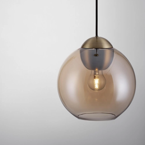 Metalowa lampa wisząca Balmi LE43412 do salonu kula złota bursztynowa