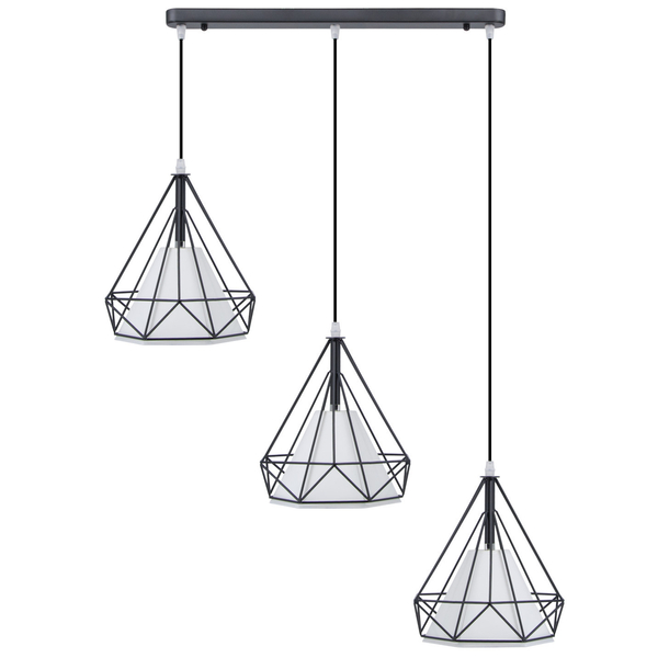 Druciana LAMPA wisząca 8803/3 ZWIS - 01 Elem loftowa OPRAWA metalowy ZWIS piramidy czarne białe