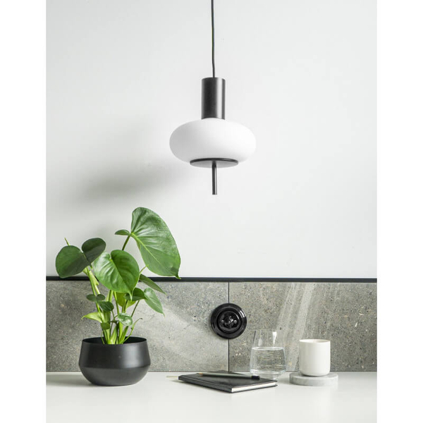 Lampa wisząca nad wyspę Torni TOA122P0 metalowa czarna biała