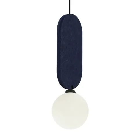 Lampa wisząca filcowa Lorenzo PND-59815-1-BLU owalna czarna niebieska