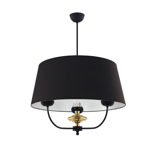 Lampa wisząca do sypialni Narni NAR-ZW-3 (CZ) tkaninowa czarna mosiądz