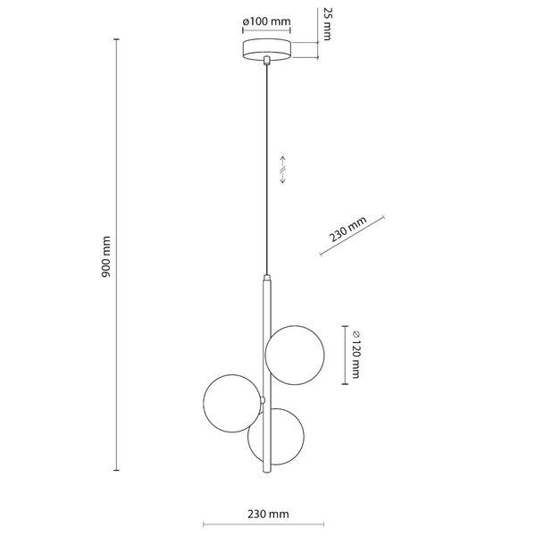 Zwisająca lampa do jadalni Estera 4838 balls bursztynowa złota