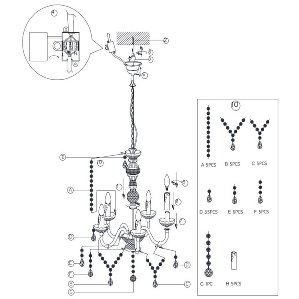 Pałacowy żyrandol Luster R1107-00 świecznikowy crystal przezroczysty