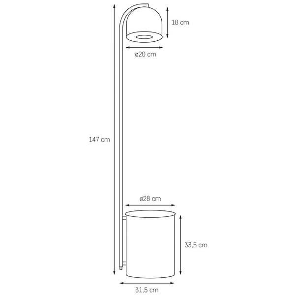 LAMPA stojąca BOTANICA 40849102 Kaspa metalowa OPRAWA podłogowa tuba z doniczką czarna