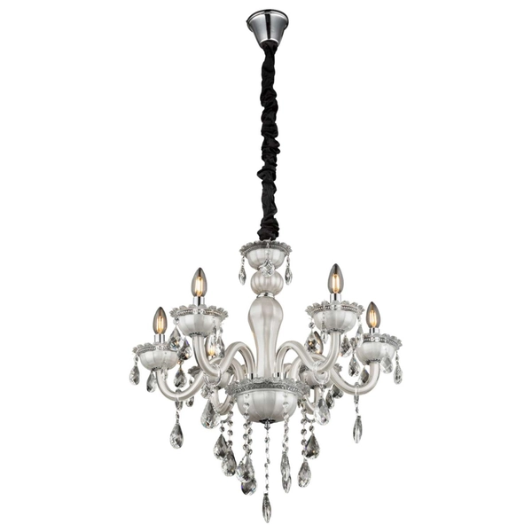 Żyrandol LAMPA wisząca TEEJAY 64118-6 Globo pałacowa OPRAWA świecznikowy zwis z kryształkami crystal maria teresa biały
