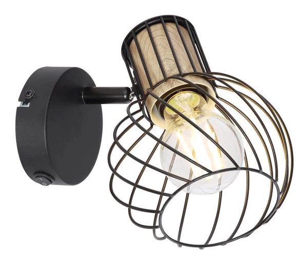 Przyścienna lampa reflektorowa Luise 54012-1S czarna drewno