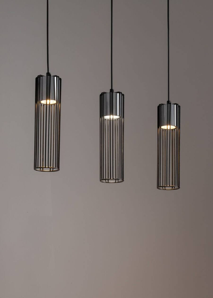 Kuchenna lampa wisząca Fobia druciana czarna srebrna