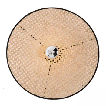 Rustykalna ścienna lampa 22174 dysk okrągły bambus rattan czarny