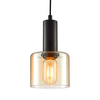 Loftowa lampa wisząca Santia PND-65342-1-BK+AMB okrągła do salonu czarna bursztynowa