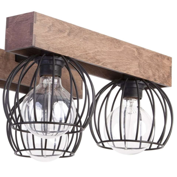 Plafon Lampa sufitowa MILAN 31575 Sigma industrialna OPRAWA druciane klatki drewniane belki drewno brązowe