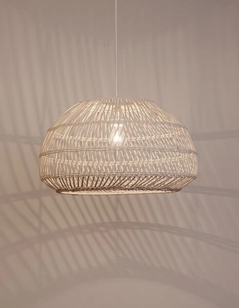 Wisząca lampa salonowa Oviedo nad stolik pleciona biała