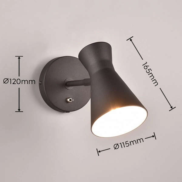 Lampa przyścienna z włącznikiem Enzo R20781732 do czytania czarny