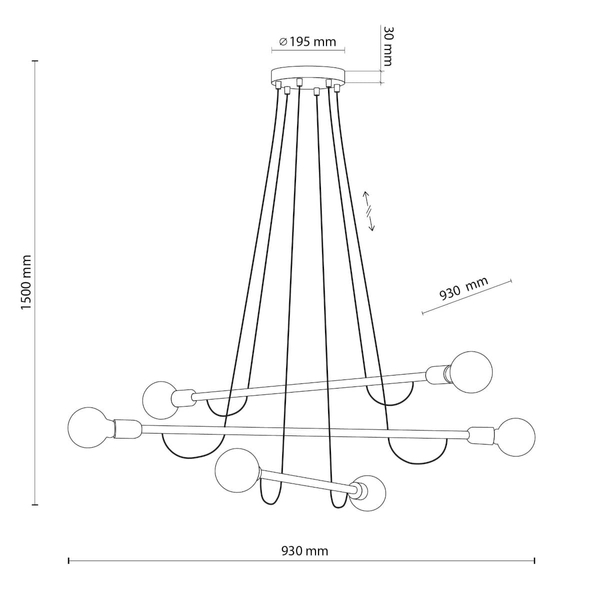 Lampa wisząca nad stół Helix 4950 TK Lighting wielopunktowa czarna orzech
