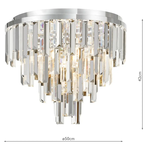 Sufitowa lampa glamour Fuentes FUE4850 kryształowa do jadalni chrom