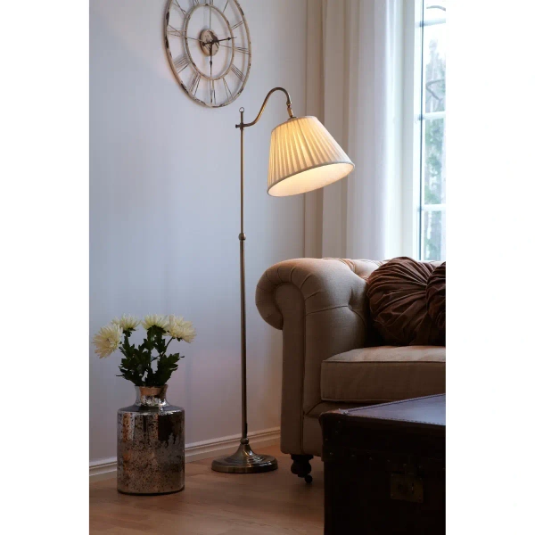 Klasyczna lampa podłogowa Charlestone abażur patyna beżowy
