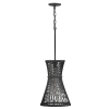 Ażurowa lampa wisząca Twyla QN-TWYLA-1P-BK tuba rattan czarny