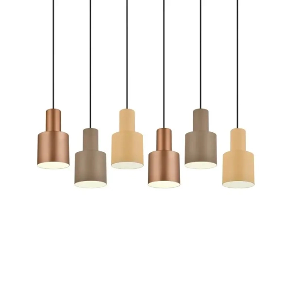 Metalowa lampa wisząca Agudo 319400617 beżowa szara różowa 6xE27