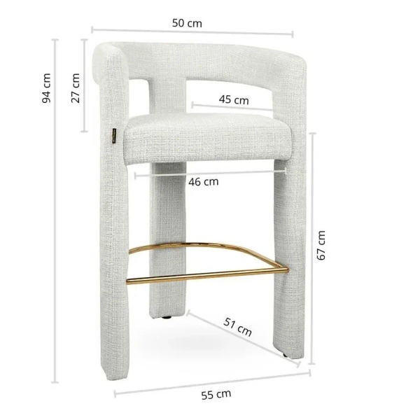 Krzesło LOGAN MM001501100352 białe tapicerowane tkaniną do jadalni 55cm