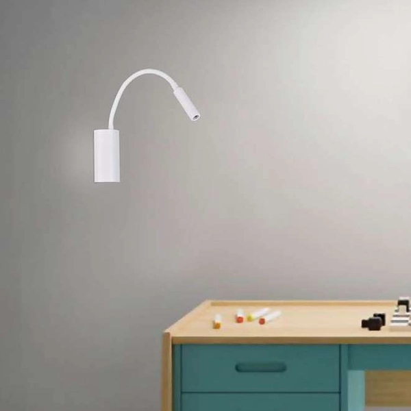 Kinkiet LAMPA ścienna Nuto Bianco Orlicki Design metalowa OPRAWA do czytania LED 3W 3000K na elastycznym ramieniu biała