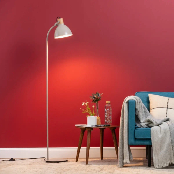 Stojąca lampa metalowa Erena 94556/20 do salonu szara