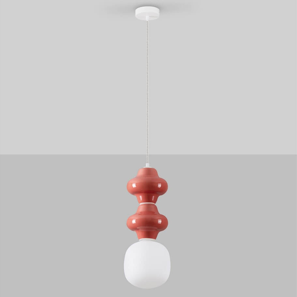 Wisząca lampa do sypialni VILROSA LE44558 z ceramiki koralowa biała outlet