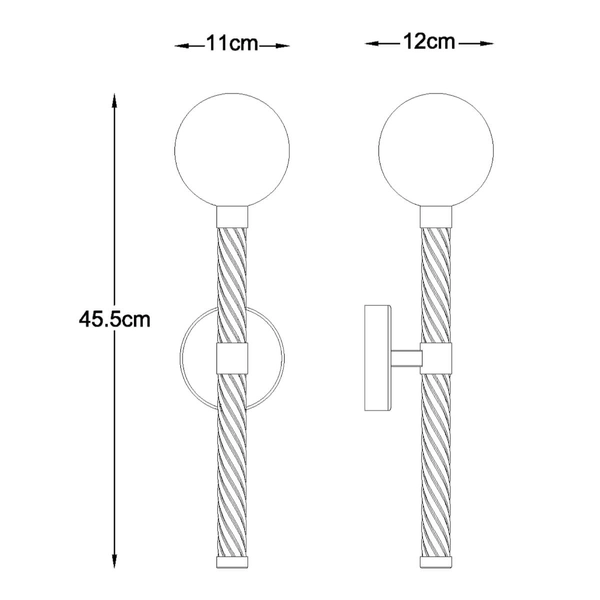 Molekułowy kinkiet ścienny Mida W0583-01A-2GHF mosiądz przezroczysty