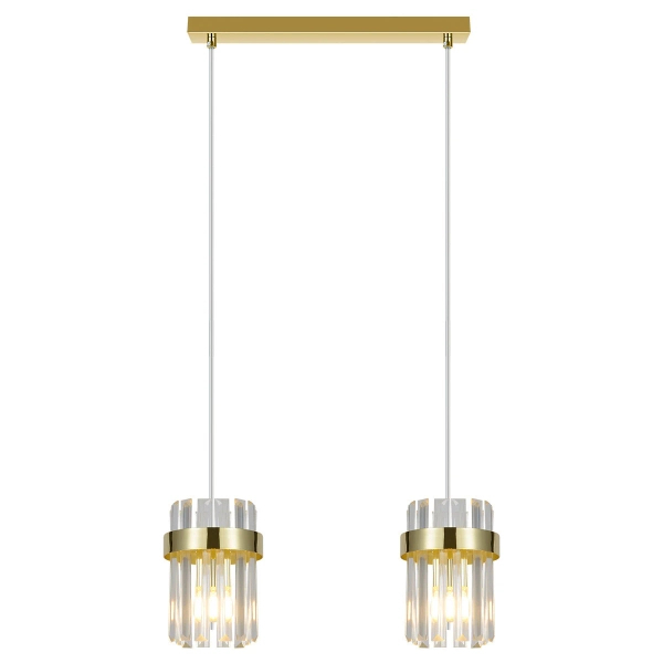 Metalowa lampa wisząca Vetro LP-2910/2L GD kryształowa nad wyspę złota