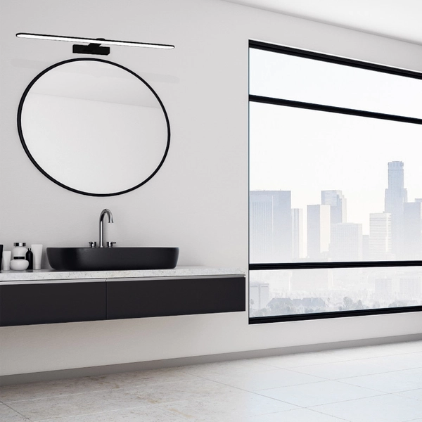 Kinkiet LAMPA ścienna SPLASH ML5616 Milagro metalowa OPRAWA galeryjka LED 12W 4000K nad lustro IP44 czarna