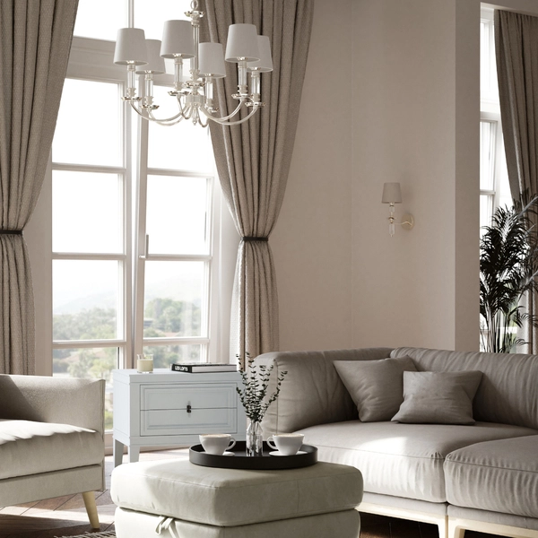 Abażurowa LAMPA wisząca SIENA P06308NI-WH Cosmolight glamour zwis na łańcuchu nikiel