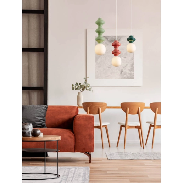 Zwisowa lampa do salonu VILROSA LE44554 z ceramiki biała ciemnozielona