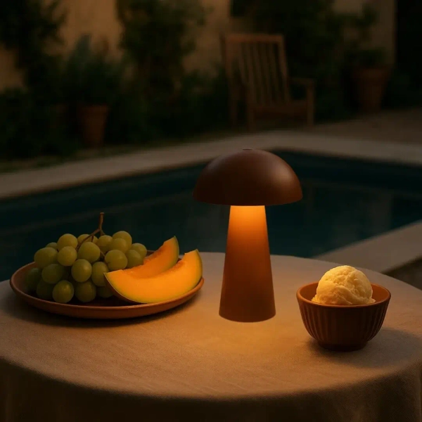 Dekoracyjna lampka stołowa grzyb Mireo 76039 LED 1,5W 3000K P44 brązowy