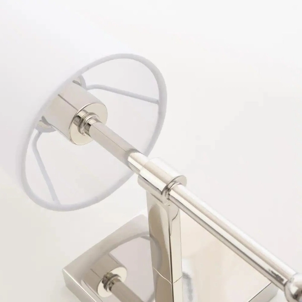 Klasyczna LAMPA ścienna DENVER W01987NI-WH  Cosmolight abażurowy kinkiet do salonu nikiel