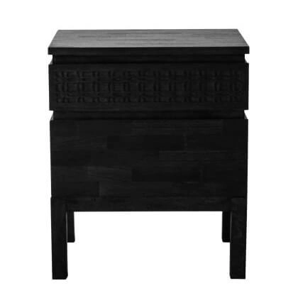 Szafka nocna drewniana Boho 5055999243766 do sypialni czarna