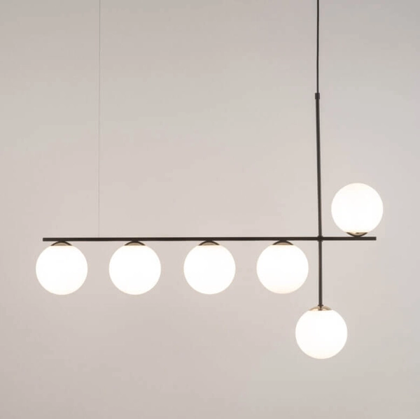 Wisząca lampa nad wyspę Silia 33697 bańki szklana metalowa biała czarna