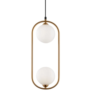 LAMPA wisząca RING MOD013PL-02BS Maytoni modernistyczna OPRAWA szklane kule zwis biały złoty