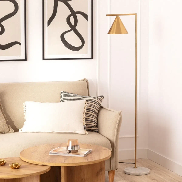 Stojąca lampa z marmurem Libro ABR-LPV-E27 Abruzzo regulowana złoty