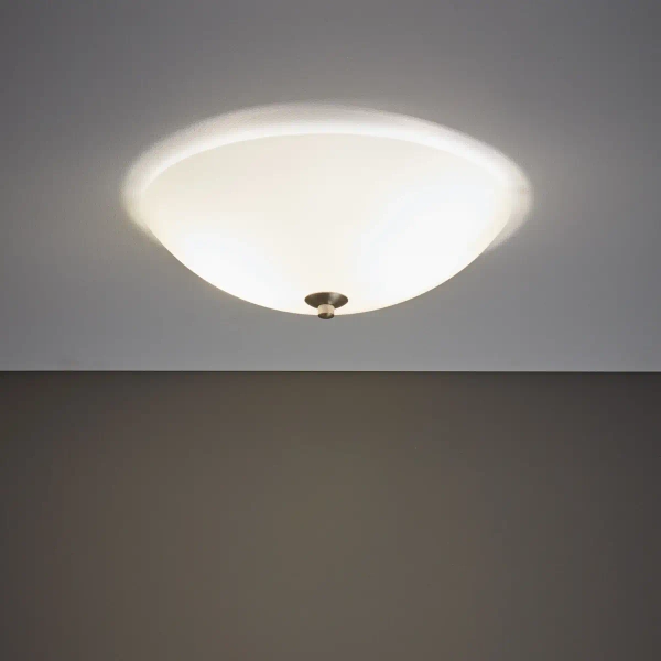 Okrągły plafon szklany Polar natynkowy do holu biały stal