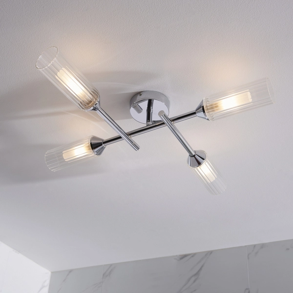 Sufitowa lampa tuby L&-197170 Light& plisowane szkło IP44 chrom