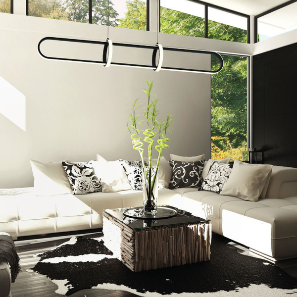 LAMPA wisząca CERRILA PND-29772750-1A-BK Italux geometryczna OPRAWA metalowy ZWIS art deco LED 31,2W 3000K czarny biały