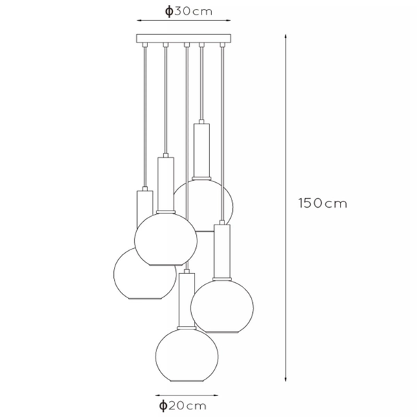 Wisząca lampa loftowa Marius kaskada czarna przydymiona