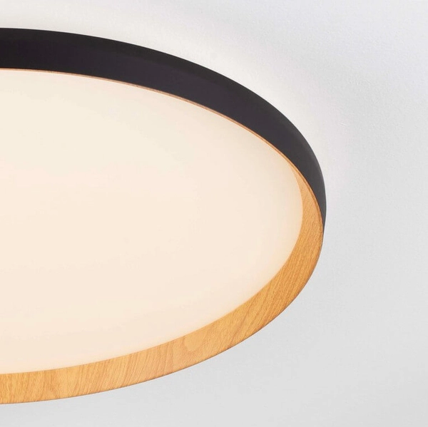 Plafon okrągły do salonu VINAMAR LE44891 LED 55W 2700-3000K czarny drewniany