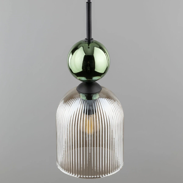 Nowoczesna wisząca lampa Sophia Green 11146 żebrowana zielona