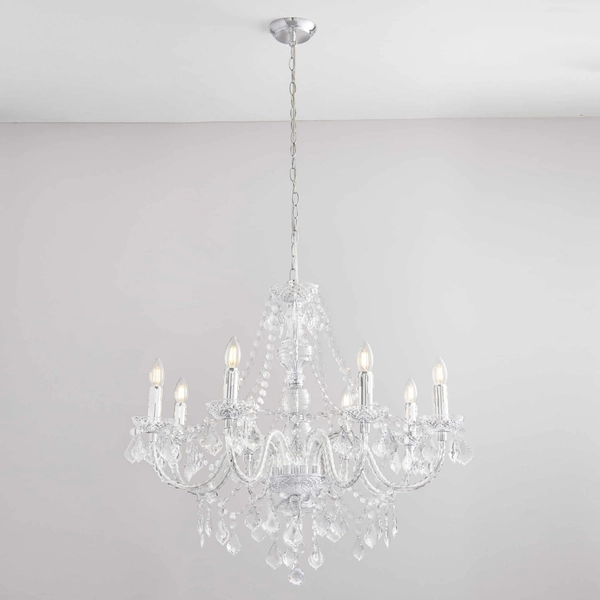 Żyrandol glamour świecznikowy Clarence 308-8CL Endon chrom przezroczysty