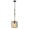 Drewniana lampa wisząca Marco 6300/1 BL JD hygge sznur regulacja czarny brązowy