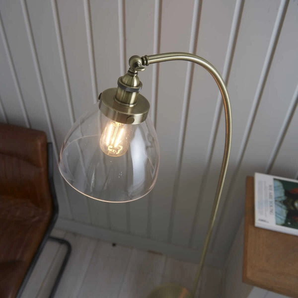Salonowa lampa podłogowa Hansen 77860 Endon mosiądz przezroczysta