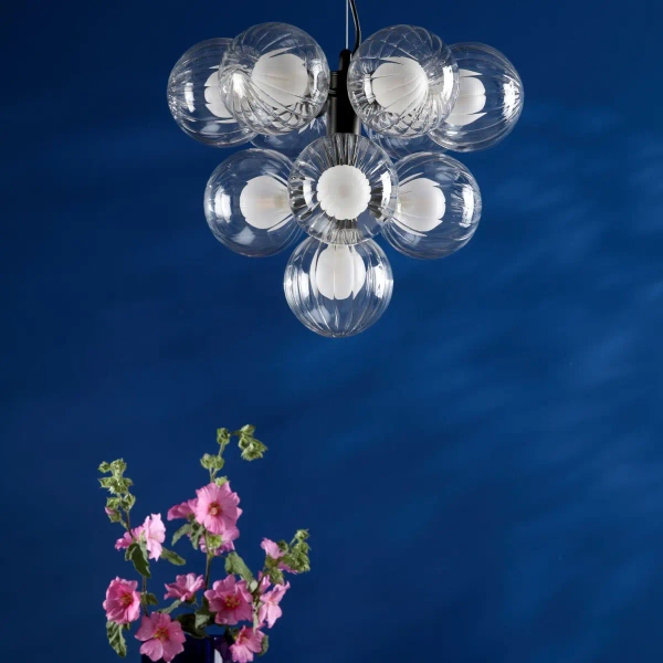 Kulista lampa wisząca do jadalni Vine VIN2322-20 szkło czarny